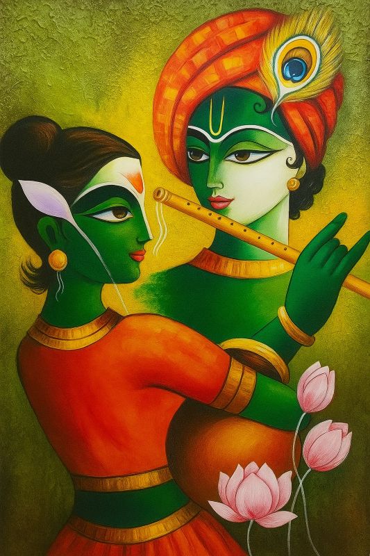 Abstract Radha Krishna Painting