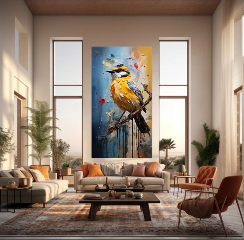 Vivid Melody - Abstract Yellow Bird Canvas Art