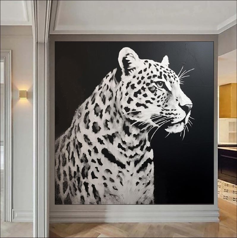 Silent Majesty - A Stunning Black and White Leopard Portrait