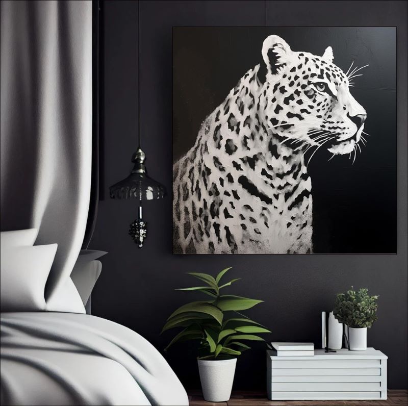 Silent Majesty - A Stunning Black and White Leopard Portrait