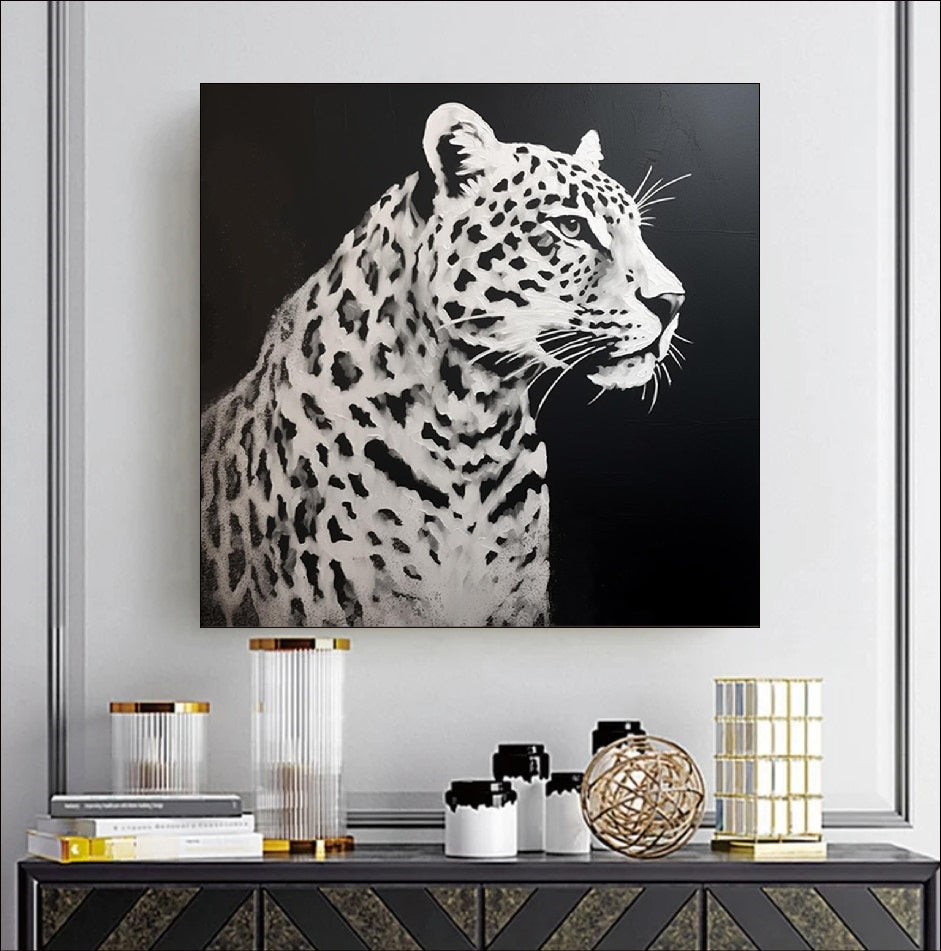 Silent Majesty - A Stunning Black and White Leopard Portrait