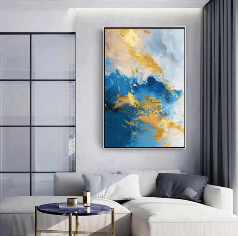 Blue and Gold Abstract Painting