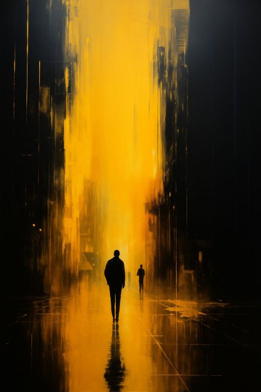 City Shadows: Walking Through Golden Light