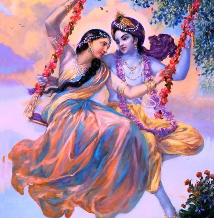 Divine Romance - Radha and Krishna on the Swing