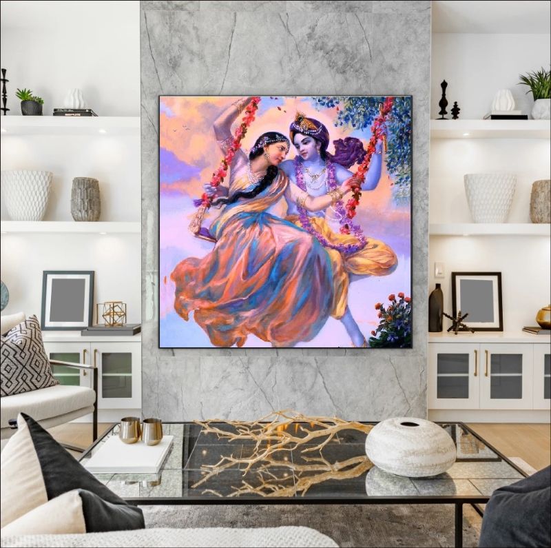 Divine Romance - Radha and Krishna on the Swing