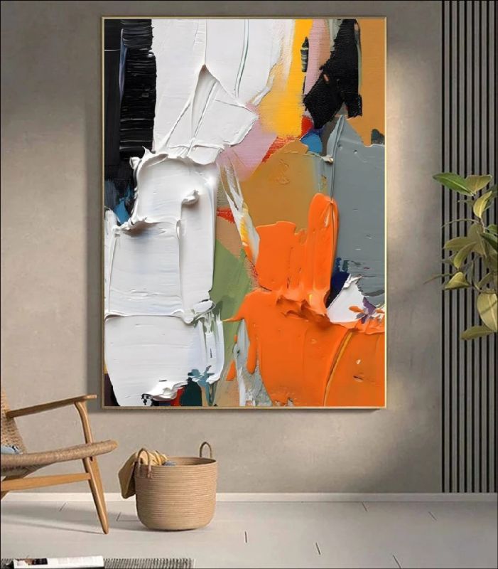 Energetic Textures: Modern Abstract Artwork with Bold Colors