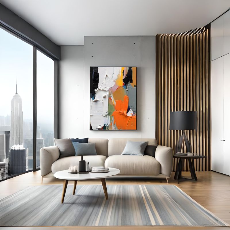 Energetic Textures: Modern Abstract Artwork with Bold Colors