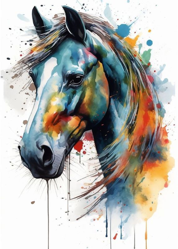 Spirit in Splashes - Vibrant Abstract Horse Canvas Art