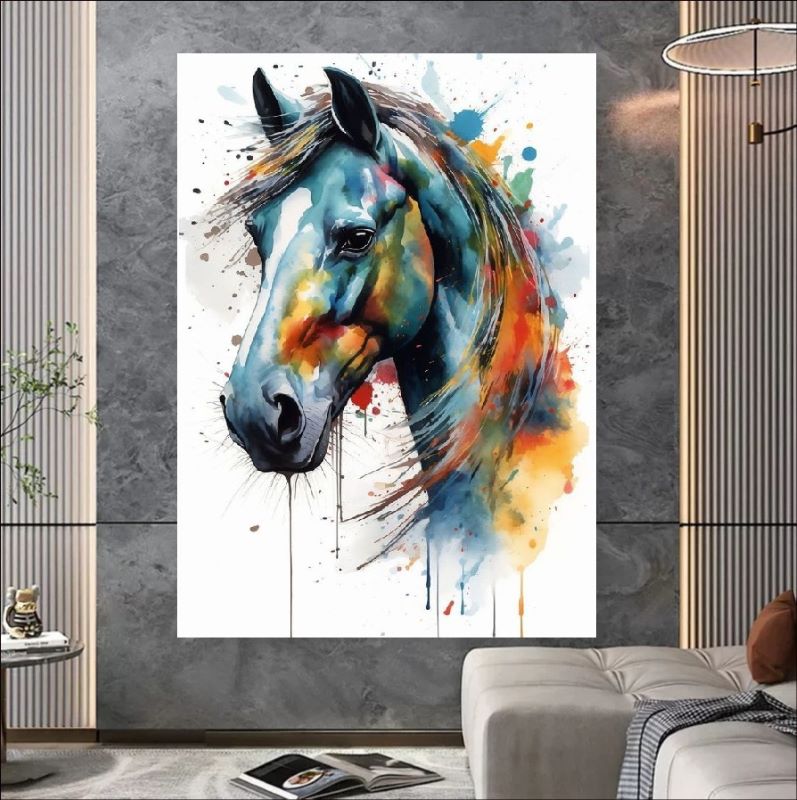 Spirit in Splashes - Vibrant Abstract Horse Canvas Art