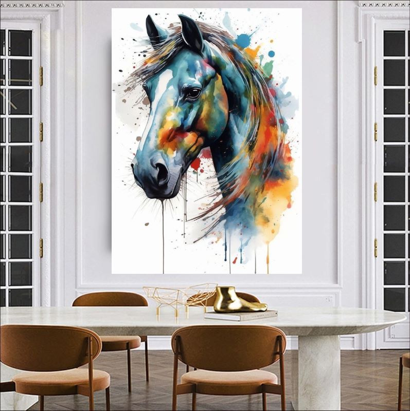 Spirit in Splashes - Vibrant Abstract Horse Canvas Art