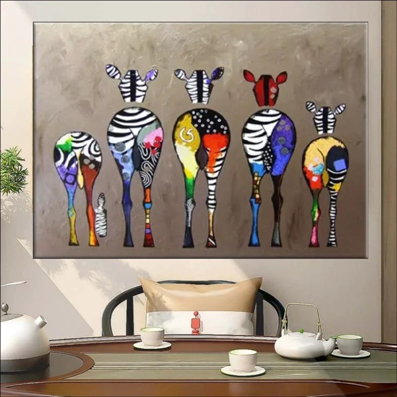 Rainbow Zebra Painting - Animal Canvas Art