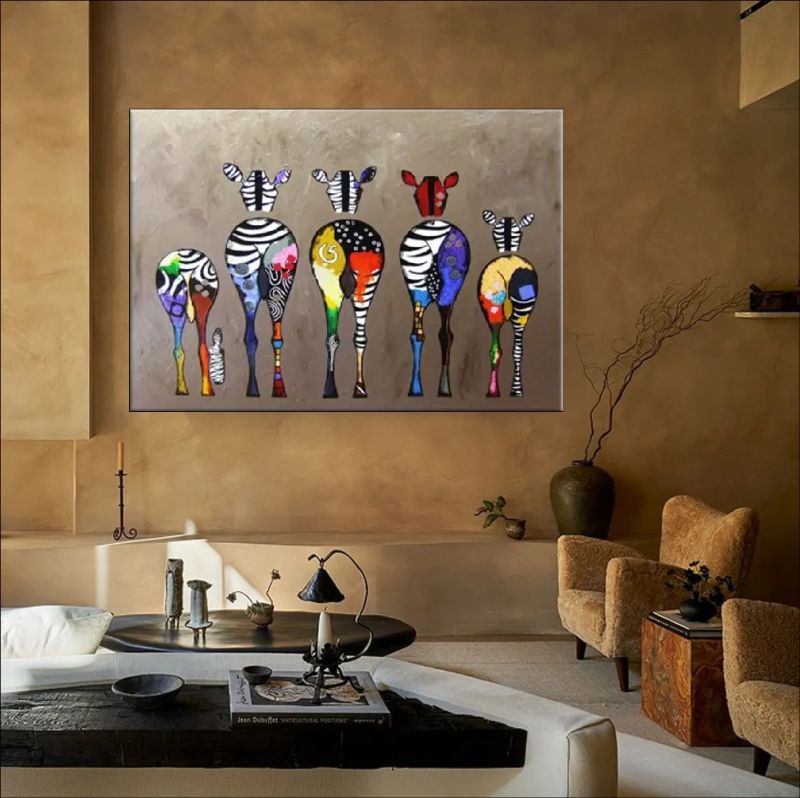 Rainbow Zebra Painting - Animal Canvas Art
