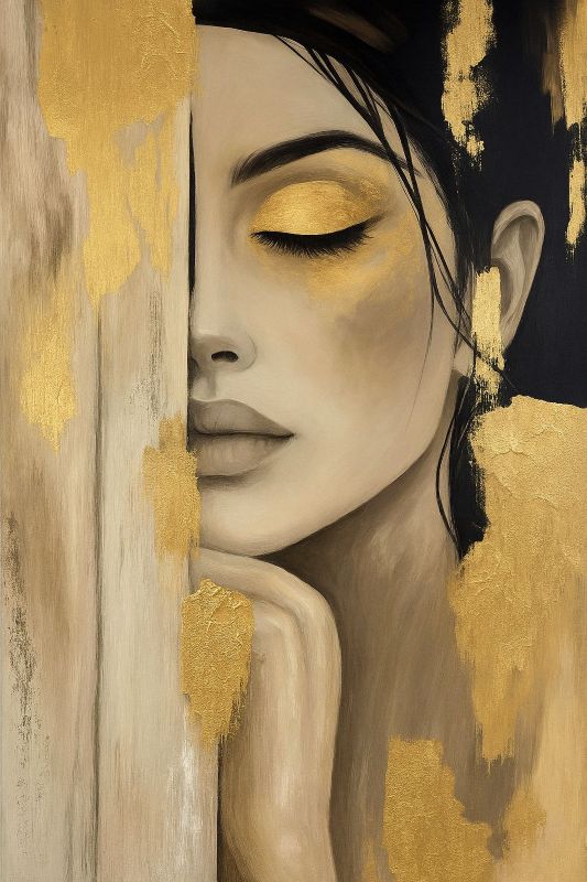 Soft Glow - Female Portrait in Gold Leaf
