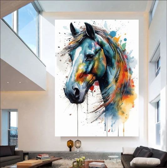 Spirit in Splashes - Vibrant Abstract Horse Canvas Art