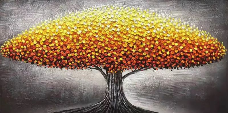 Fiery Canopy - Vibrant Abstract Tree Wall Art