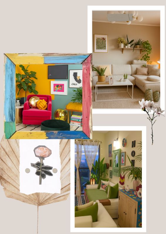 Custom abstract painting in modern living room — handmade art and print for interior designers to add emotion, depth and personal style to home decor