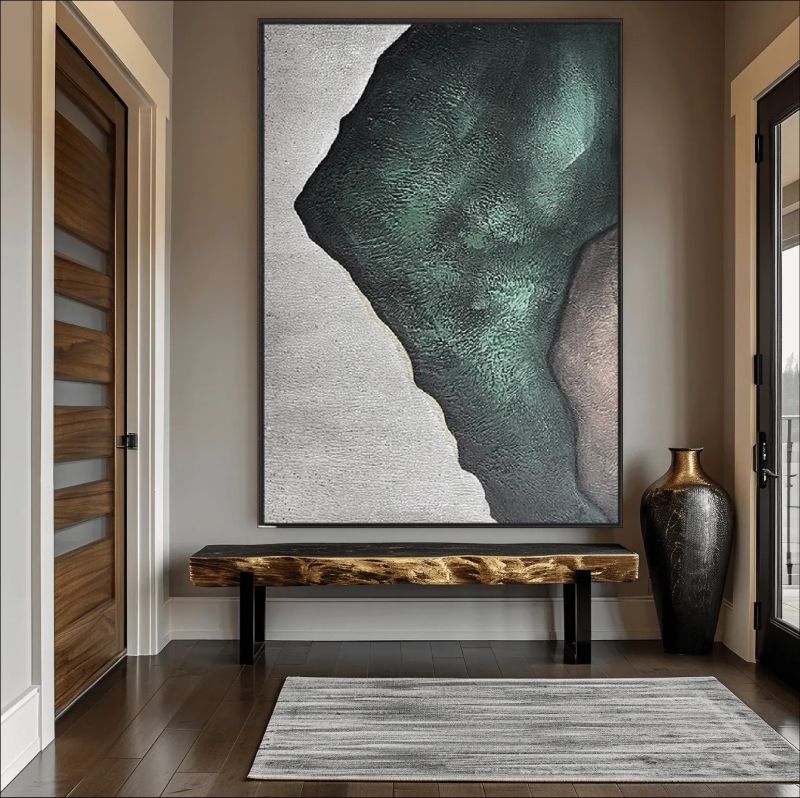 Modern abstract wall art with bold colors and dynamic shapes
