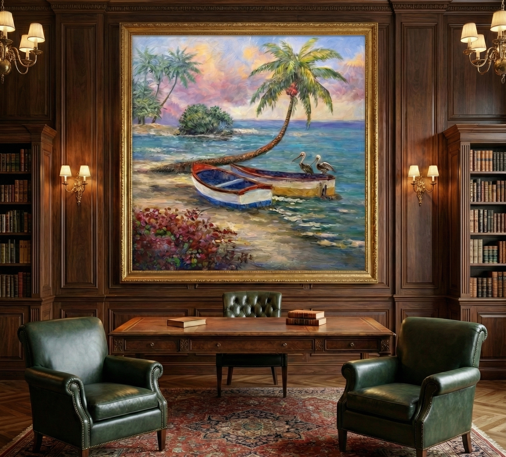 Azure Shores – Tropical Beach & Pelican Art