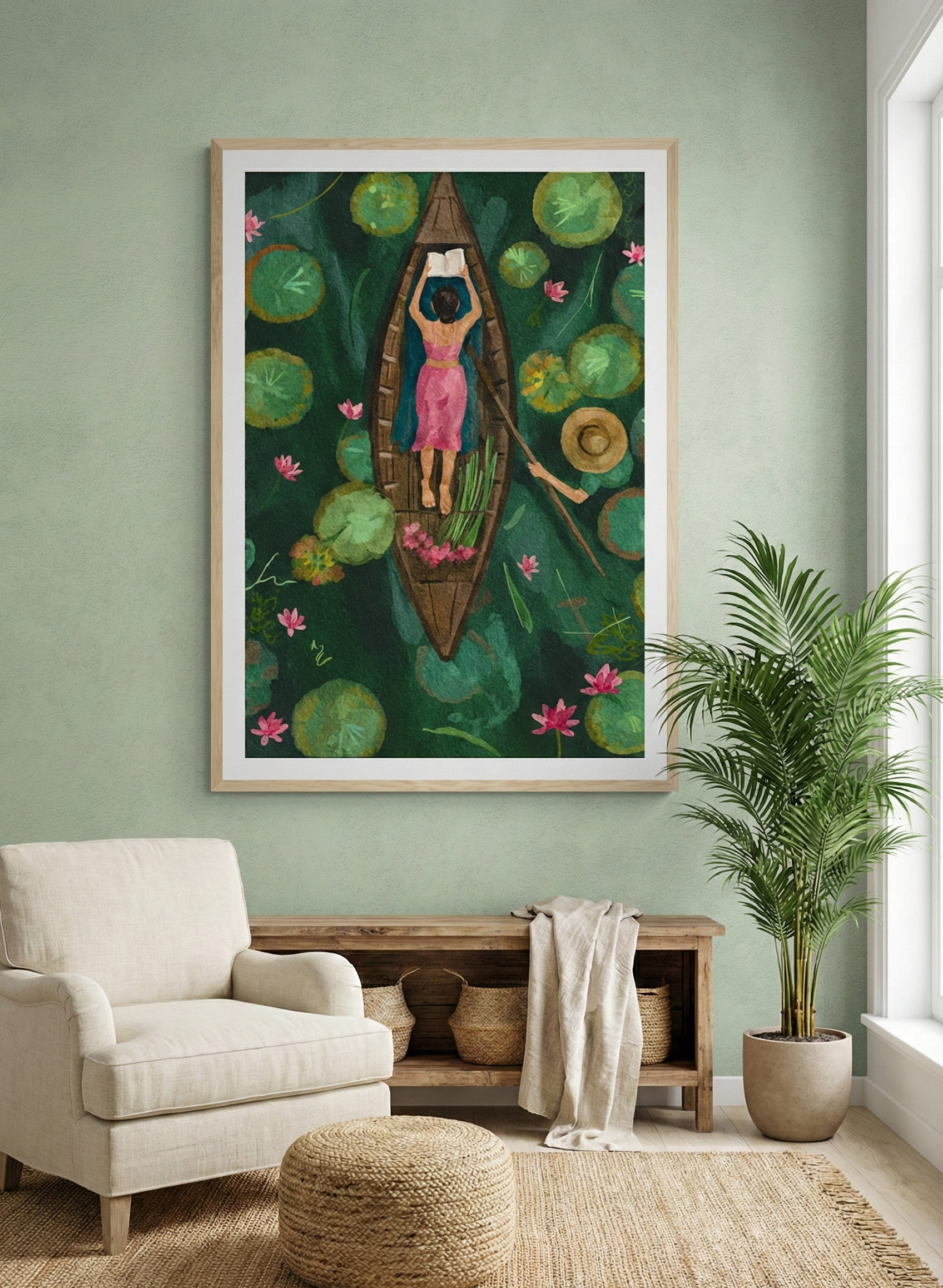 Serene Drift Woman in Boat Figurative Art | Soul Arts Serene Drift Woman in Boat Figurative Art | Soul Arts