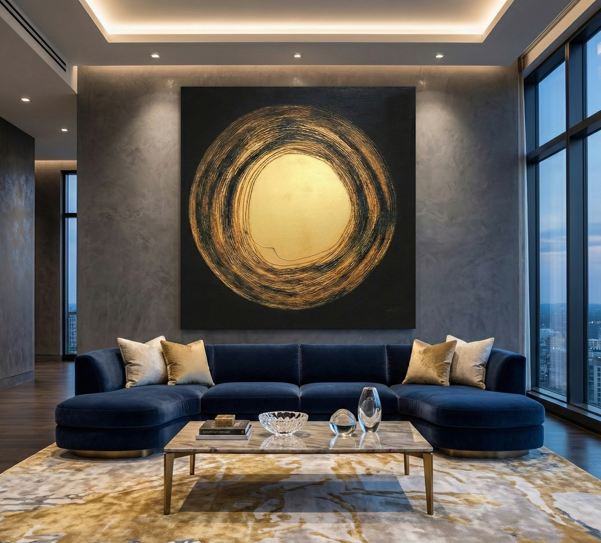 Golden Eclipse – Minimalist Abstract Gold Circle Art