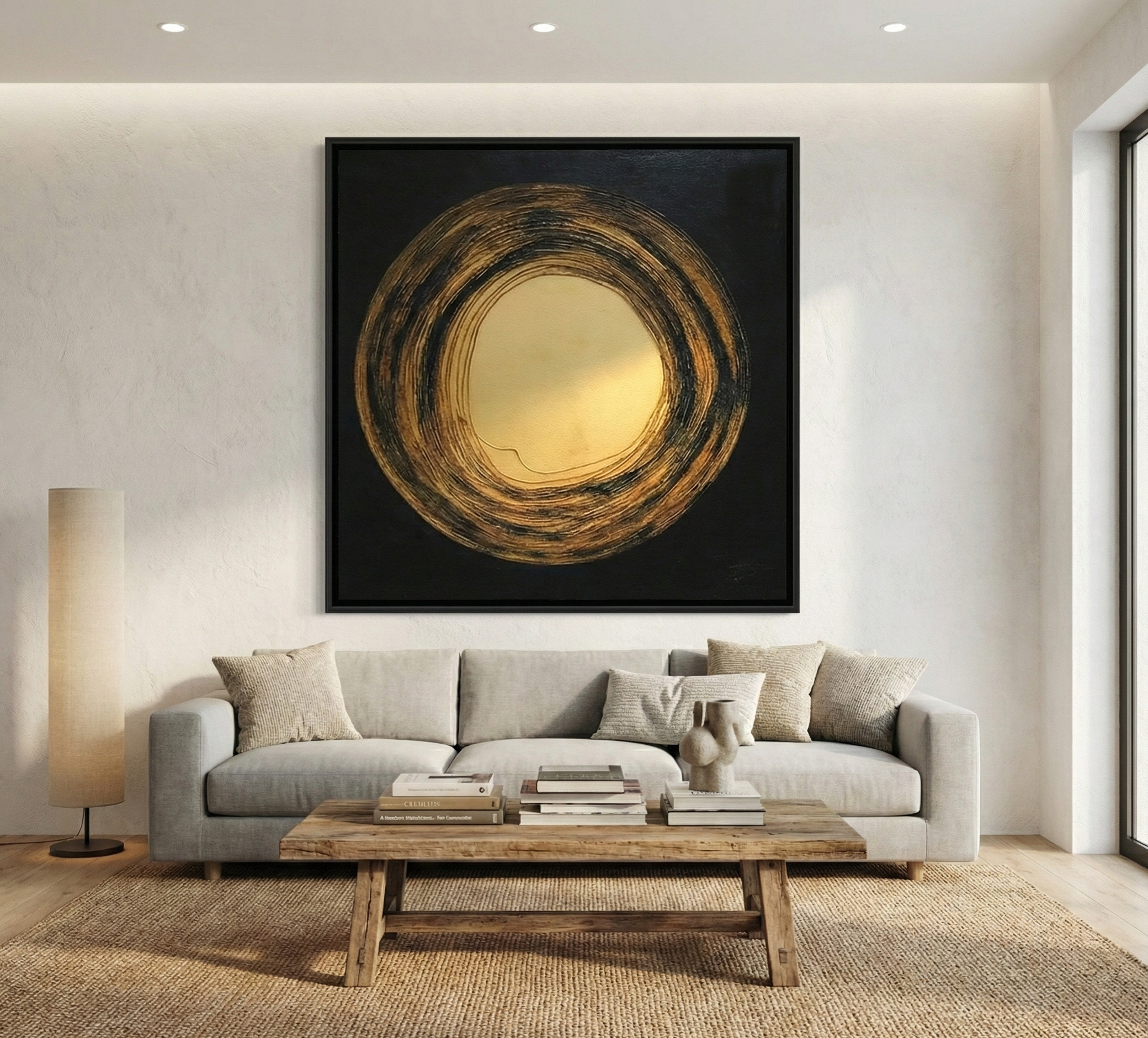 Golden Eclipse – Minimalist Abstract Gold Circle Art