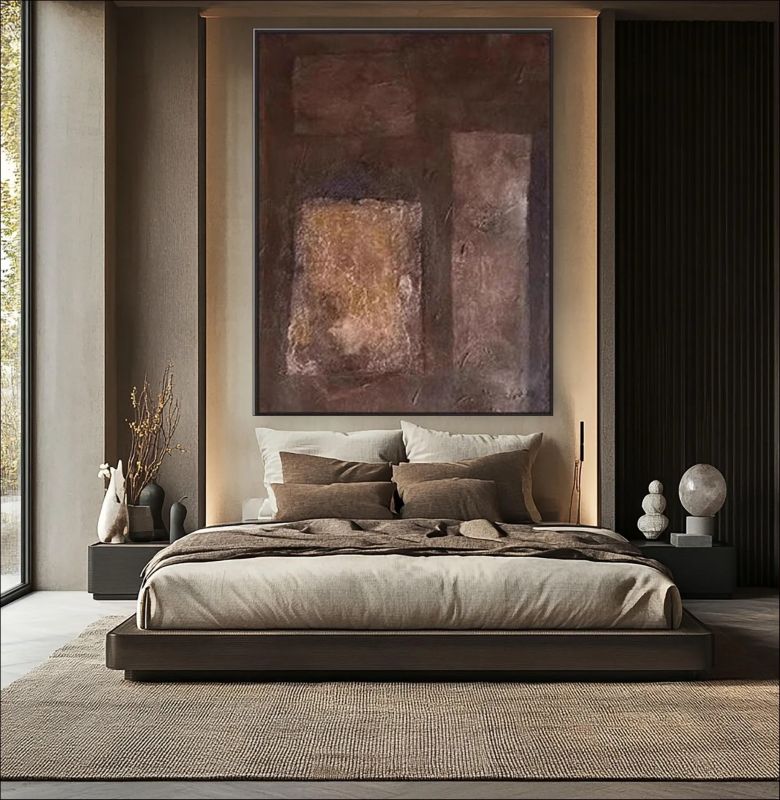 Rustic minimalist earthy toned abstract wall art