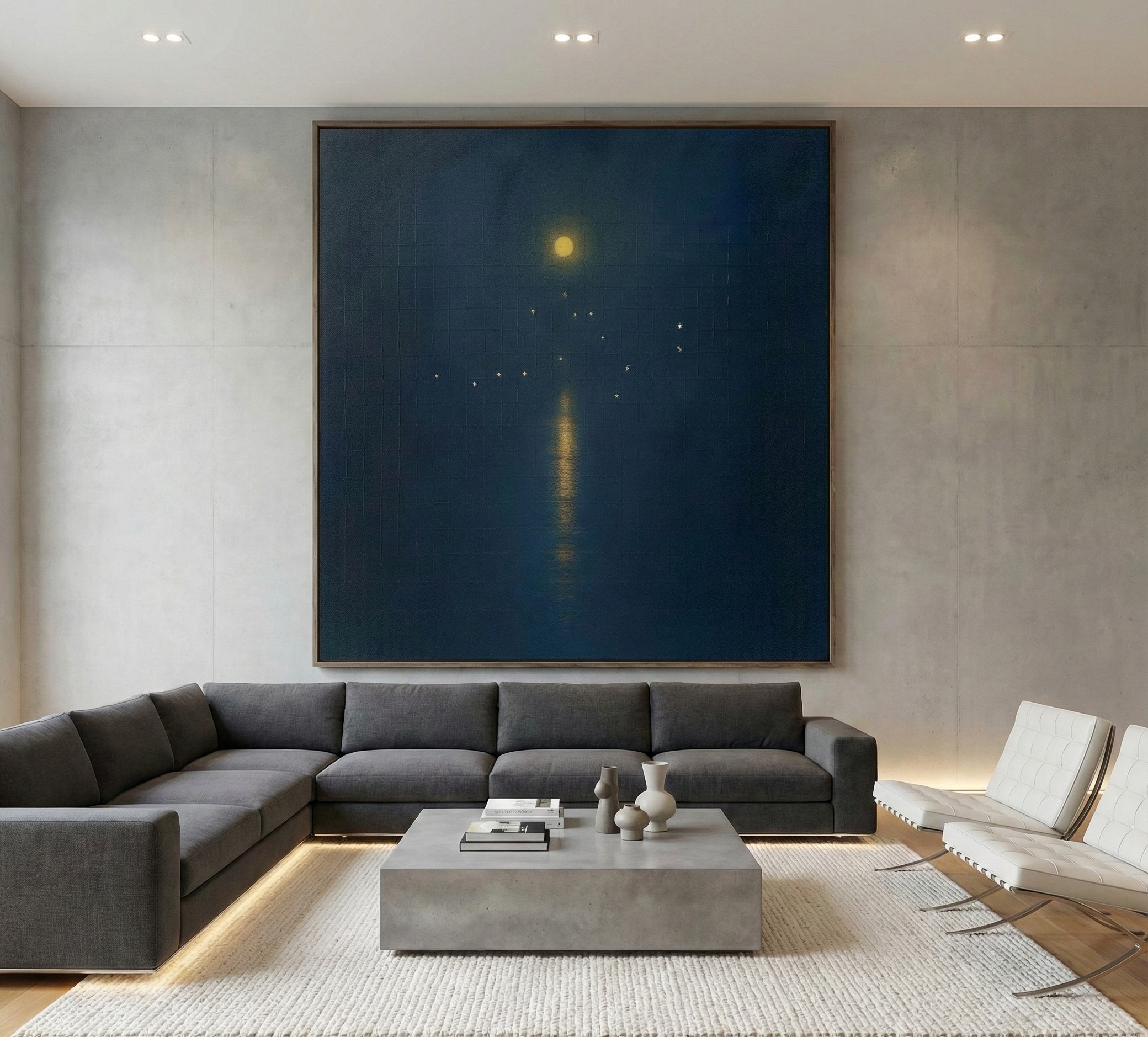 Lunar Grid – Minimalist Abstract Midnight Art