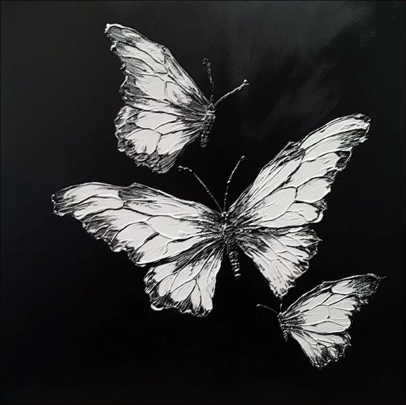 3 White butterfly Painting on Canvas