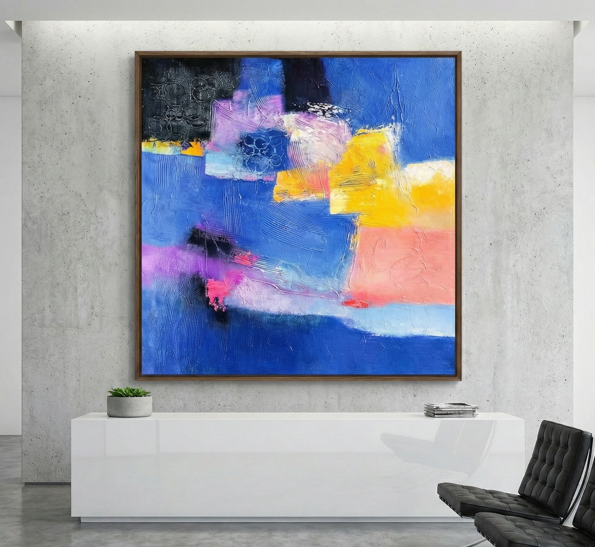 Cerulean Energy – Modern Abstract Impasto Wall Art