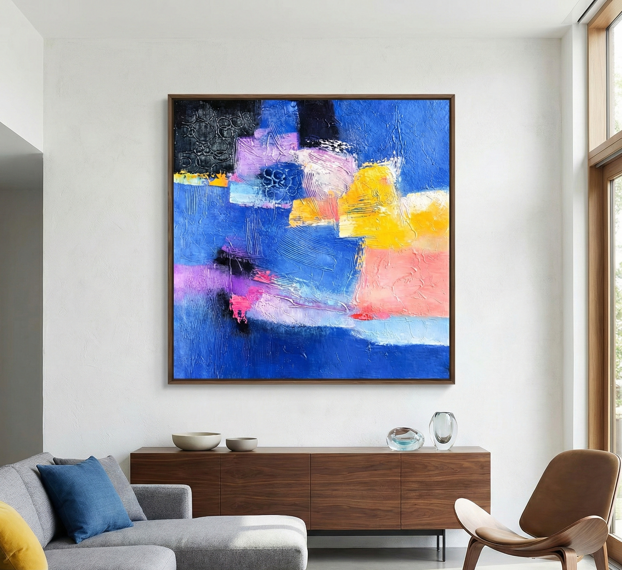Cerulean Energy – Modern Abstract Impasto Wall Art