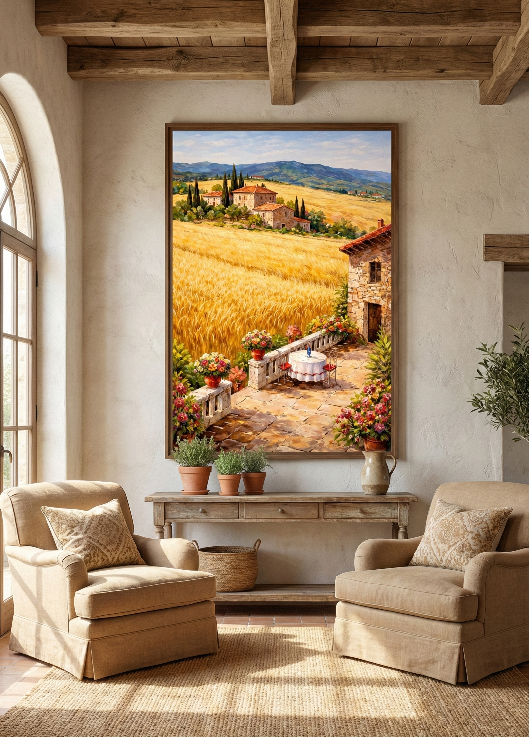 Tuscan Terrace – Golden Vineyard Architecture Art