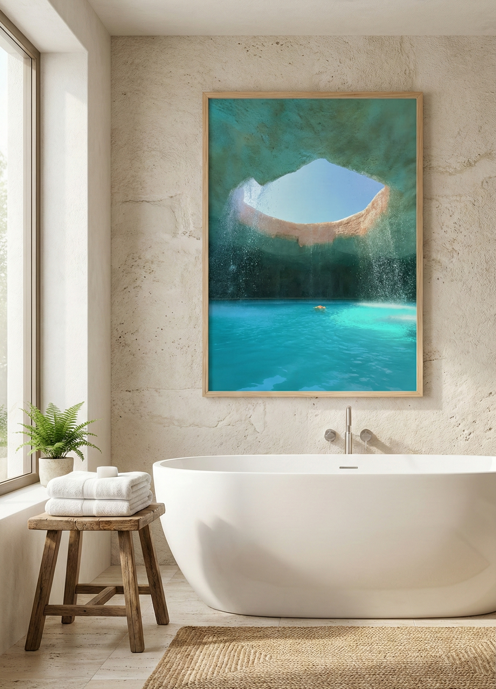 Azure Grotto – Surreal Underwater Cavern Art