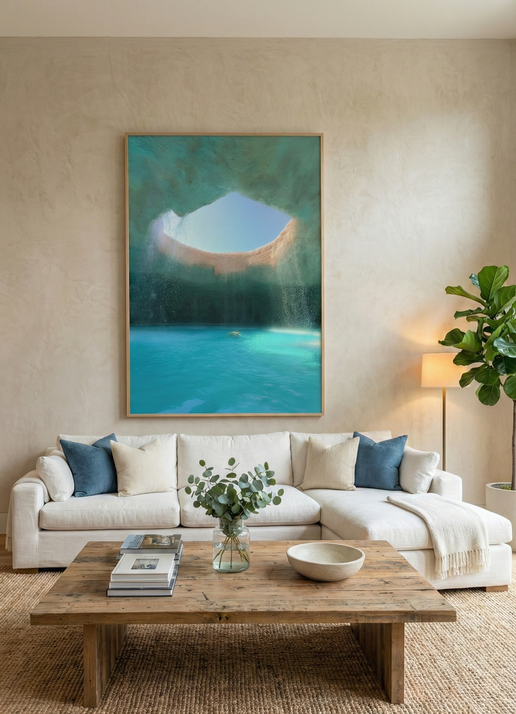 Azure Grotto – Surreal Underwater Cavern Art