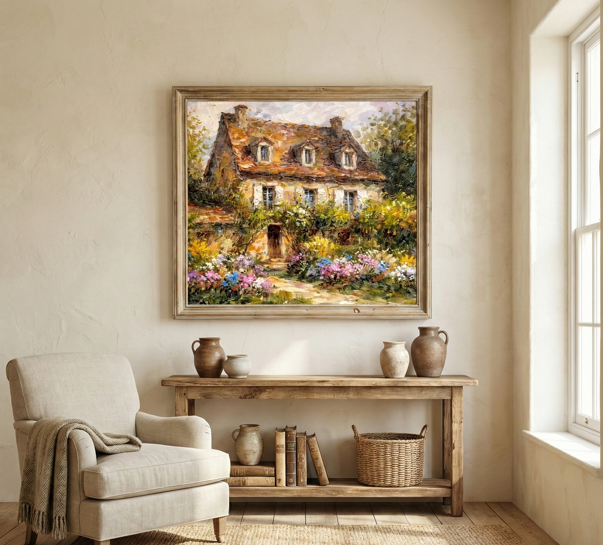 English Cottage Charm – Impressionist Rural Architecture Art
