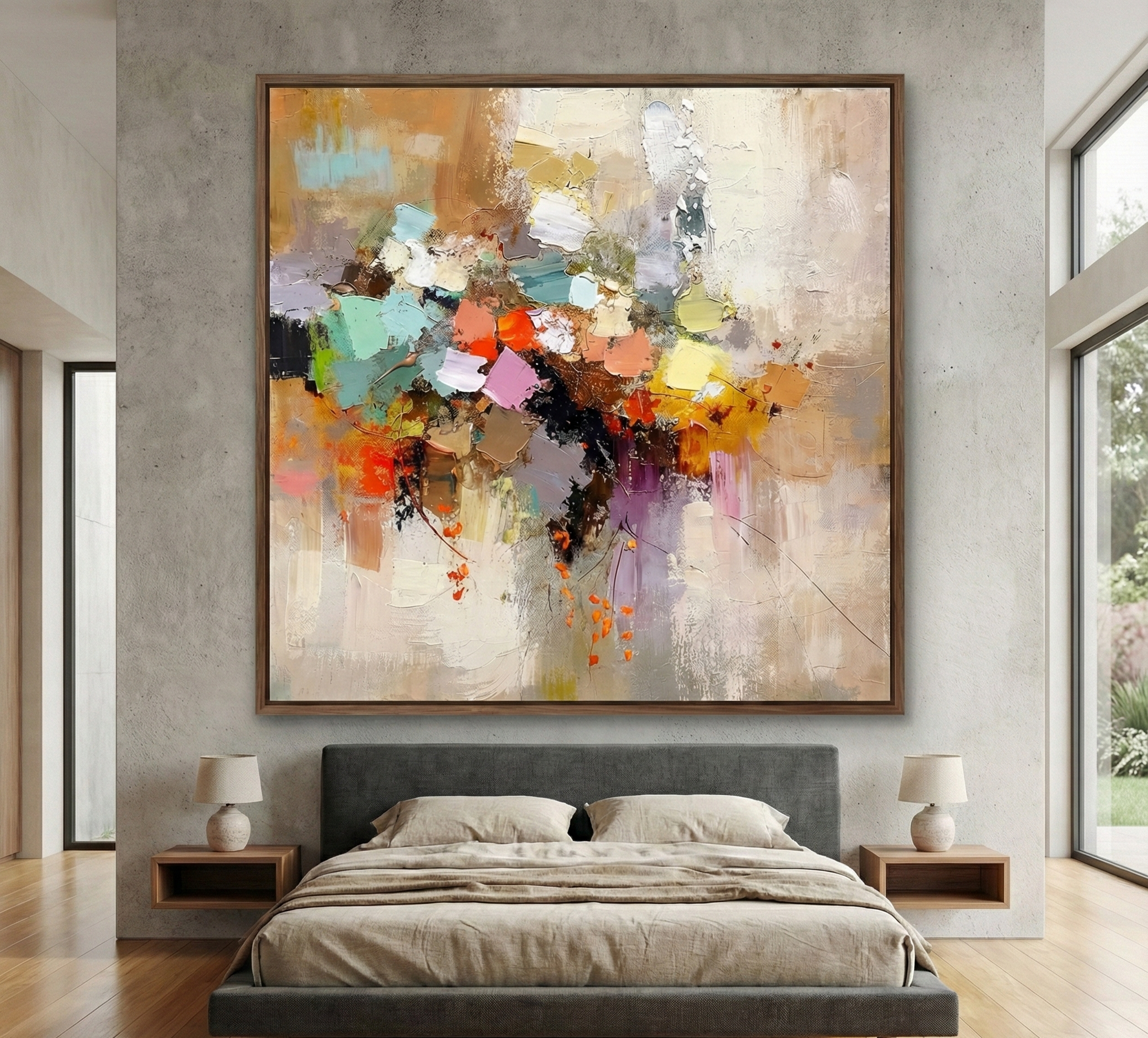 Chromatic Burst – Textured Palette Knife Abstract Art
