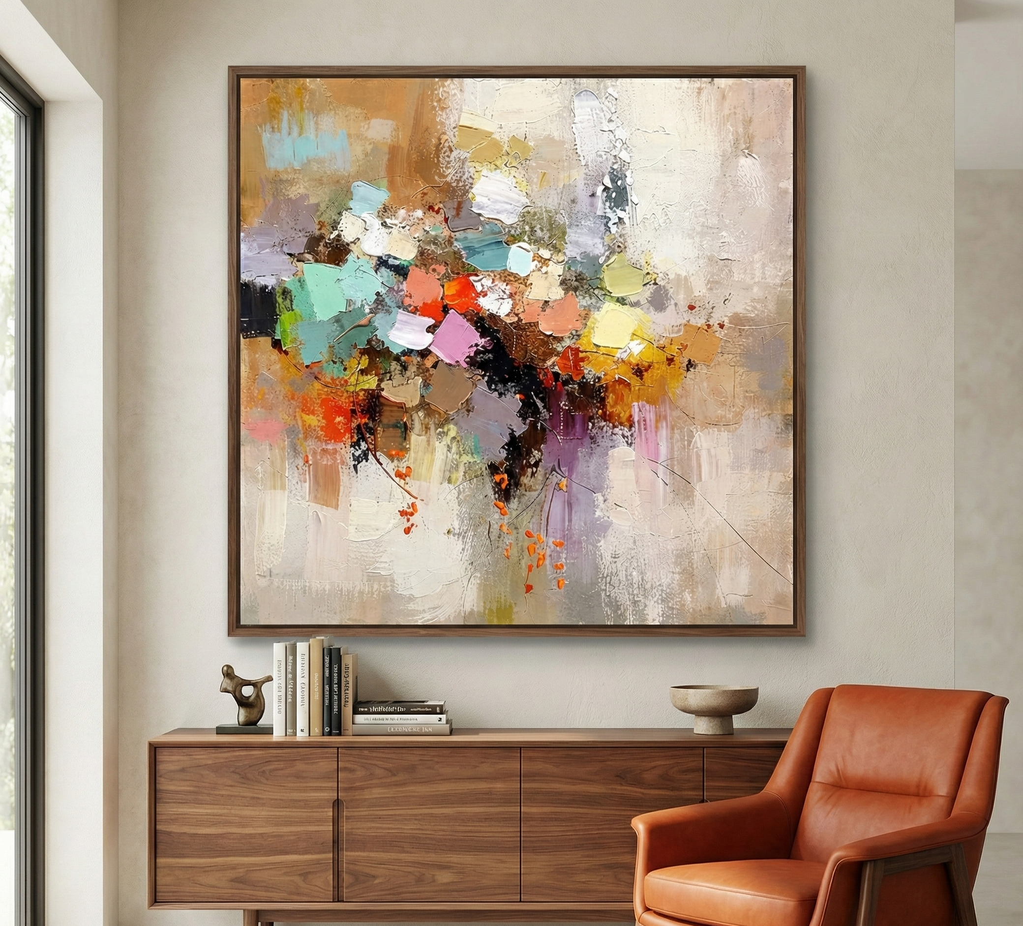 Chromatic Burst – Textured Palette Knife Abstract Art