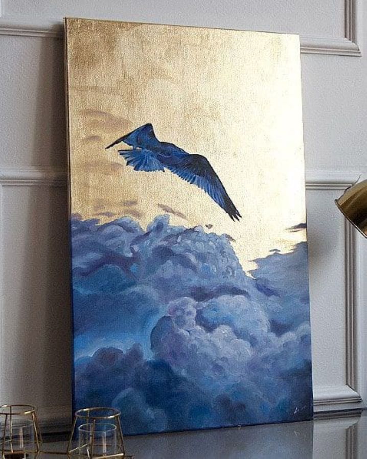 Blue Oil Painting Seagull