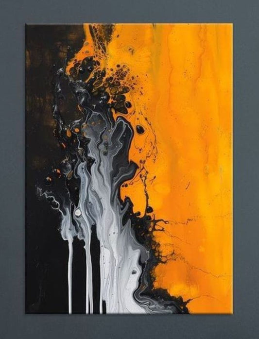 Orange & Black Abstract Painting