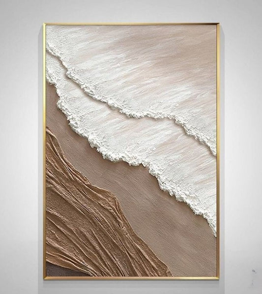 Beige and Brown Wave Abstract Painting