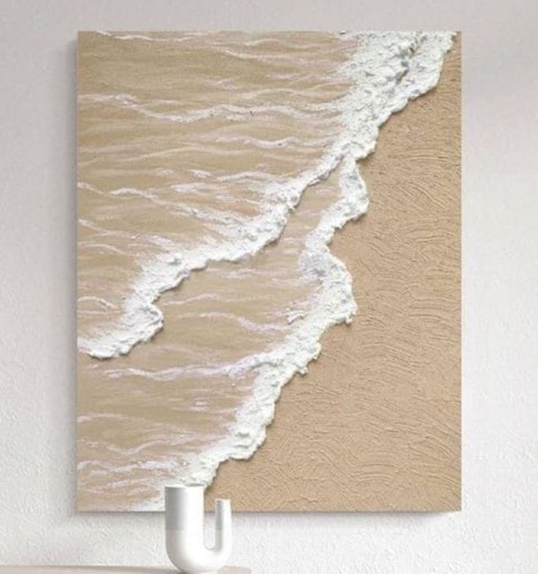 White Ocean Wave Textured Painting