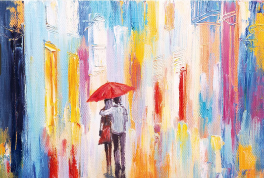 Romantic Walk in rain Painting