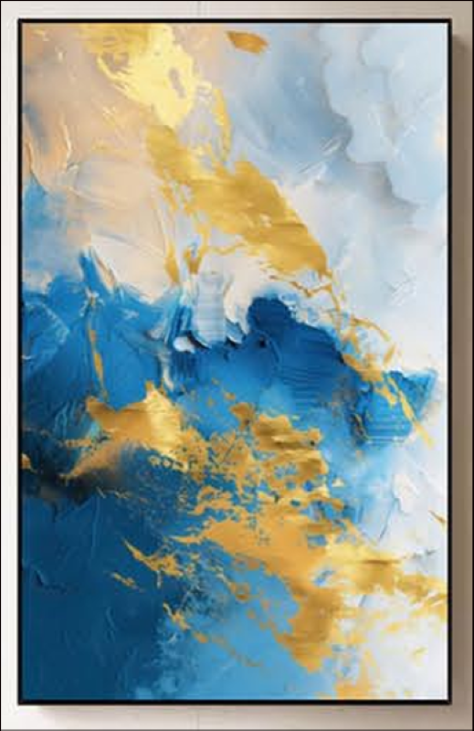 Blue and Gold Abstract Painting