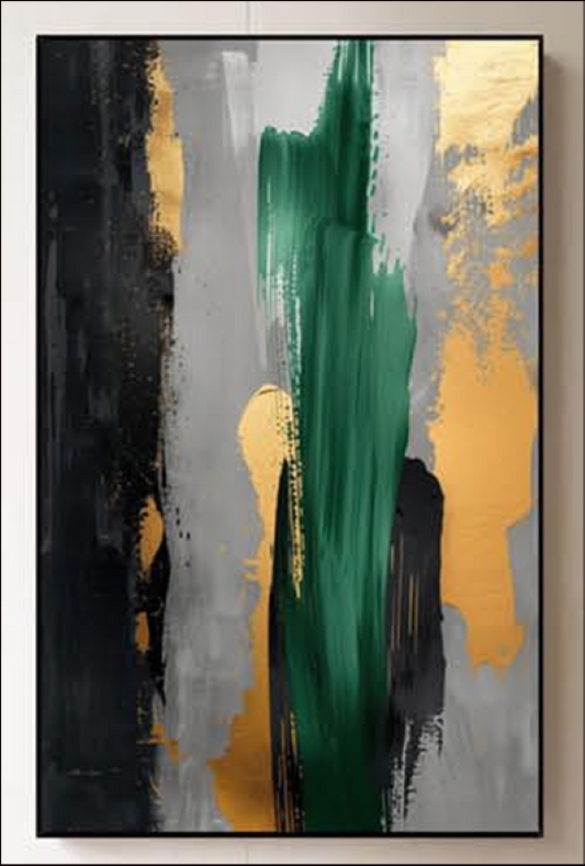 Green and Gold Abstract Art Painting