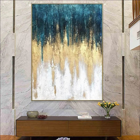 Abstract Blue and Gold Wall Art -The Dreaming Horizon