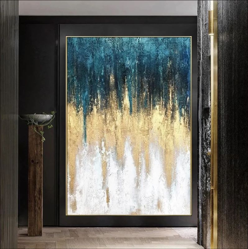 Abstract Blue and Gold Wall Art -The Dreaming Horizon