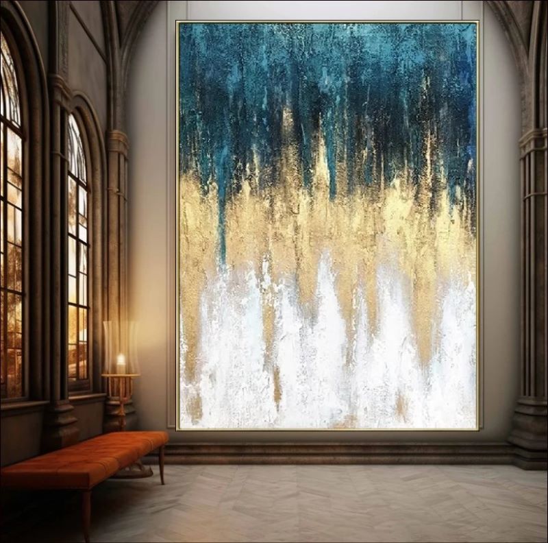 Abstract Blue and Gold Wall Art -The Dreaming Horizon