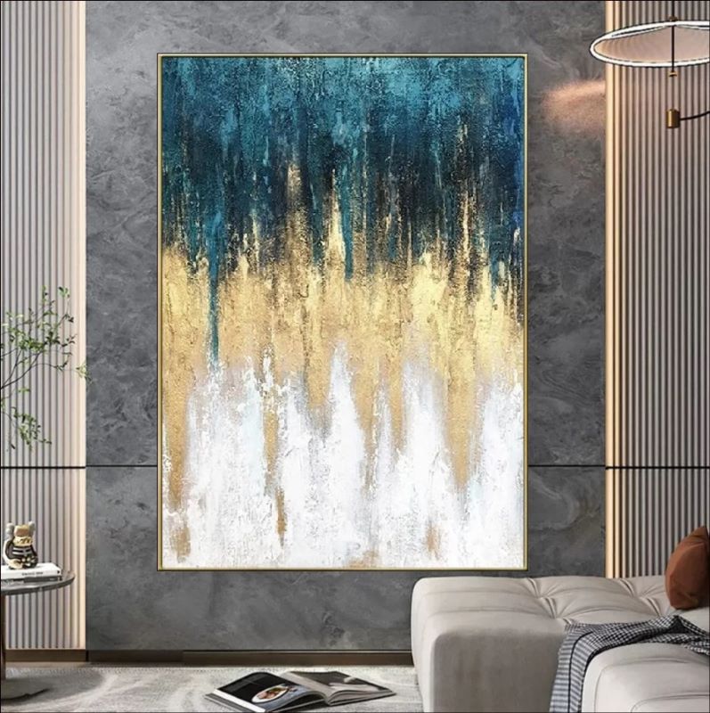 Abstract Blue and Gold Wall Art -The Dreaming Horizon