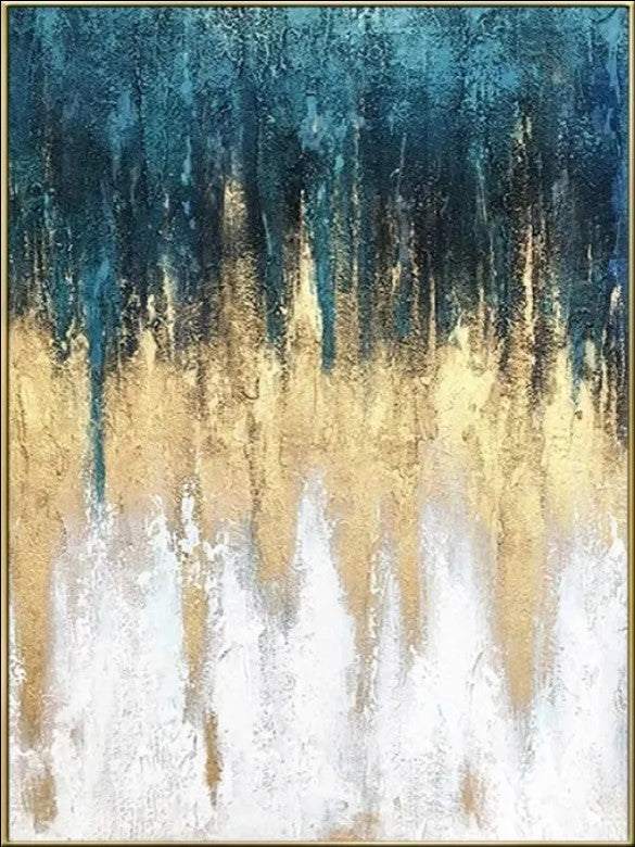 Abstract Blue and Gold Wall Art -The Dreaming Horizon