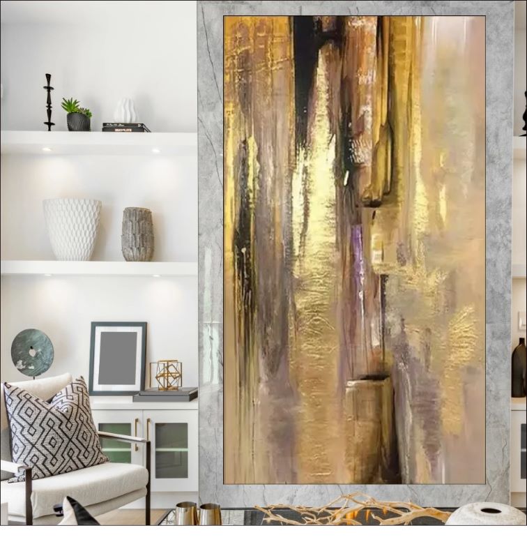 Whispers of Gold - Abstract Gold Foil Painting for Modern Interiors