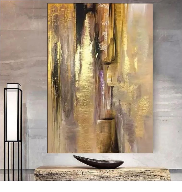 Whispers of Gold - Abstract Gold Foil Painting for Modern Interiors